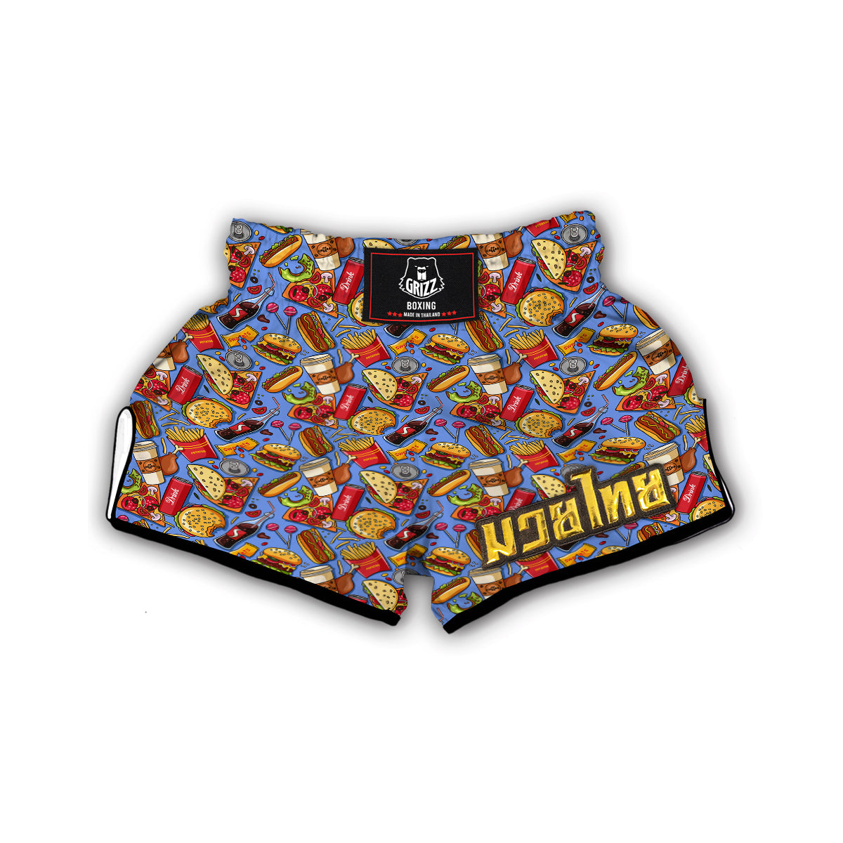 Pattern Print Fastfood Muay Thai Boxing Shorts-grizzshop