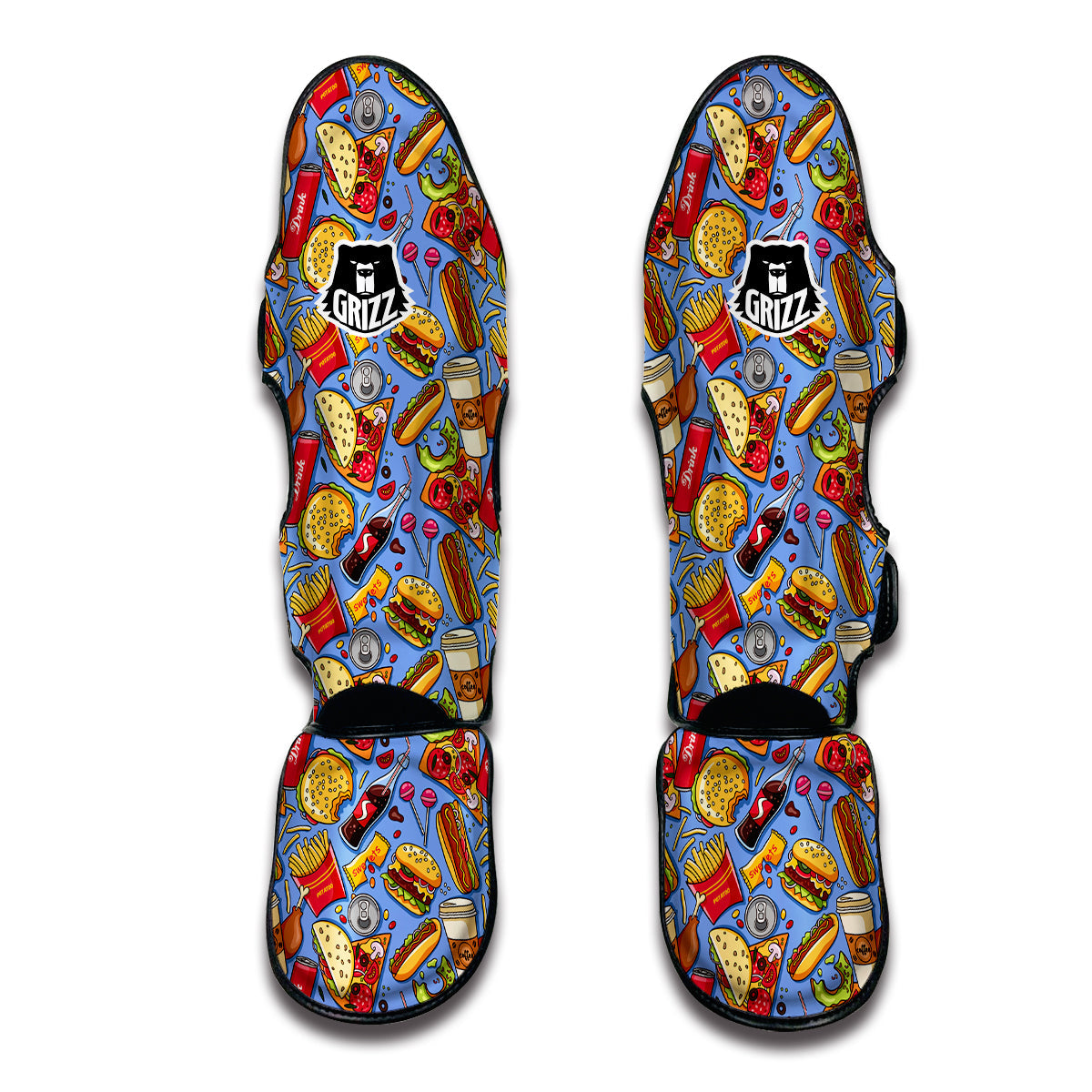 Pattern Print Fastfood Muay Thai Shin Guards-grizzshop