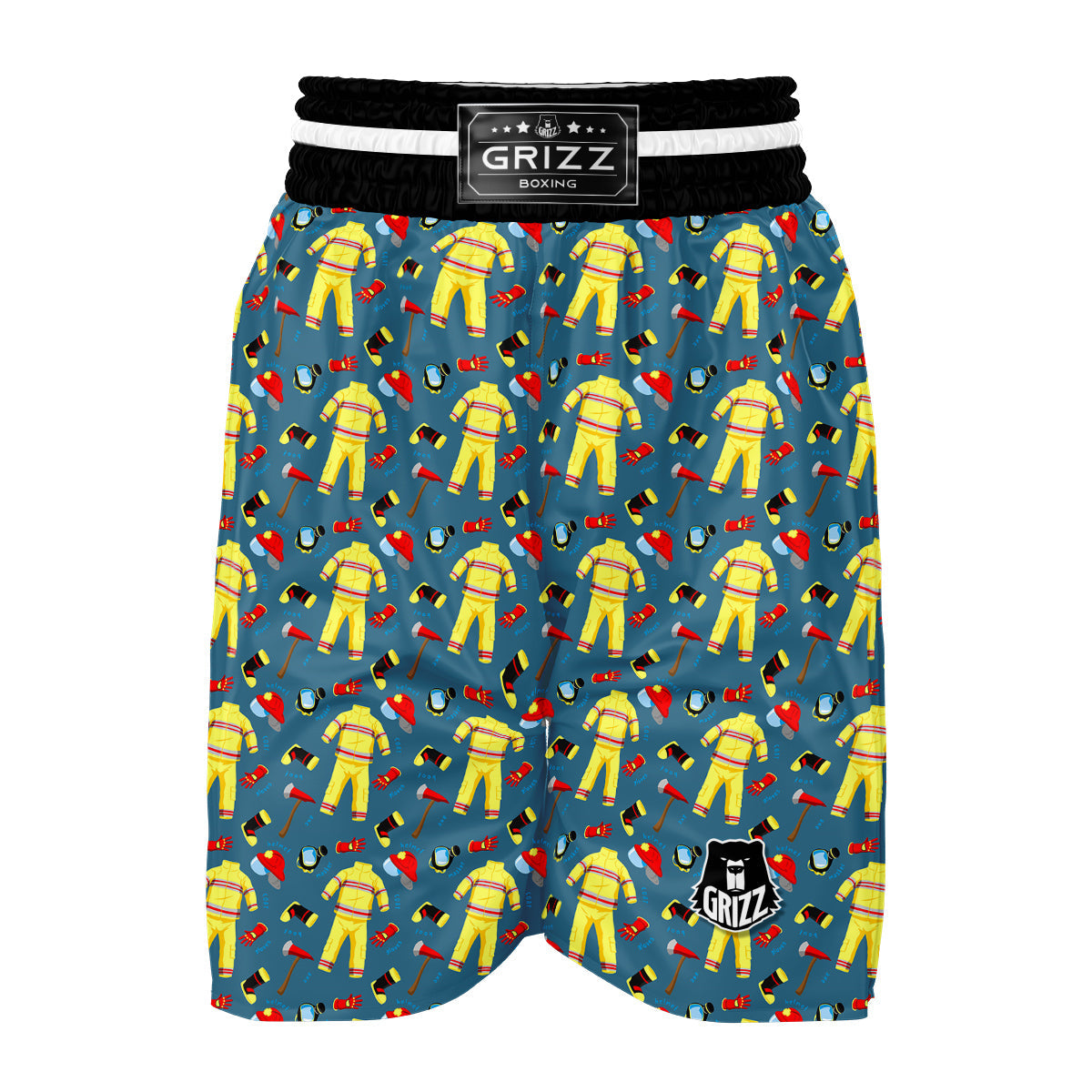 Pattern Print Firefighter Boxing Shorts-grizzshop
