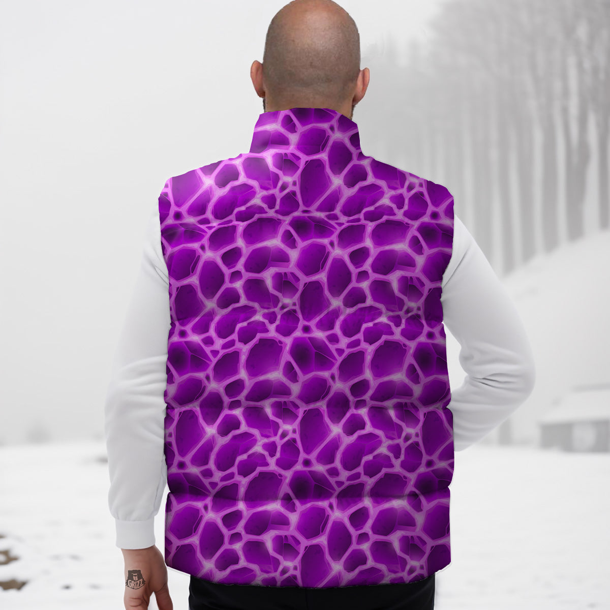 Pattern Print Firefighter Down Vest