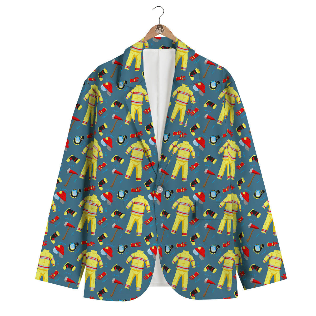 Pattern Print Firefighter Men's Blazer-grizzshop