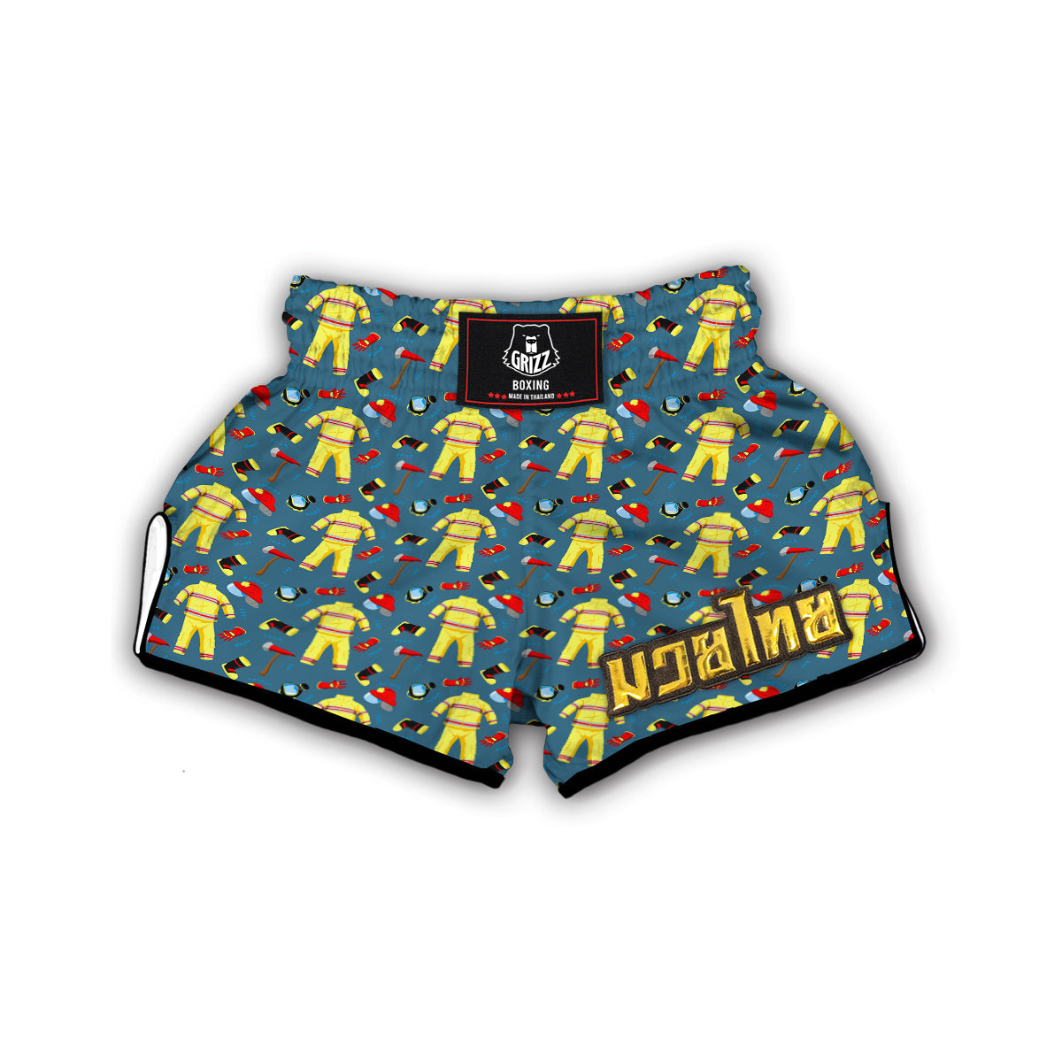 Pattern Print Firefighter Muay Thai Boxing Shorts-grizzshop