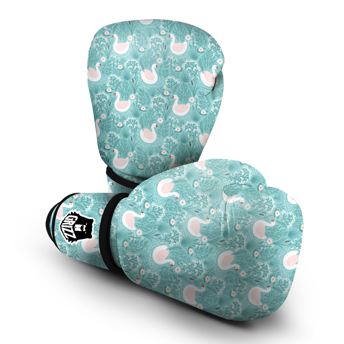 Pattern Print Floral Swan Boxing Gloves-grizzshop