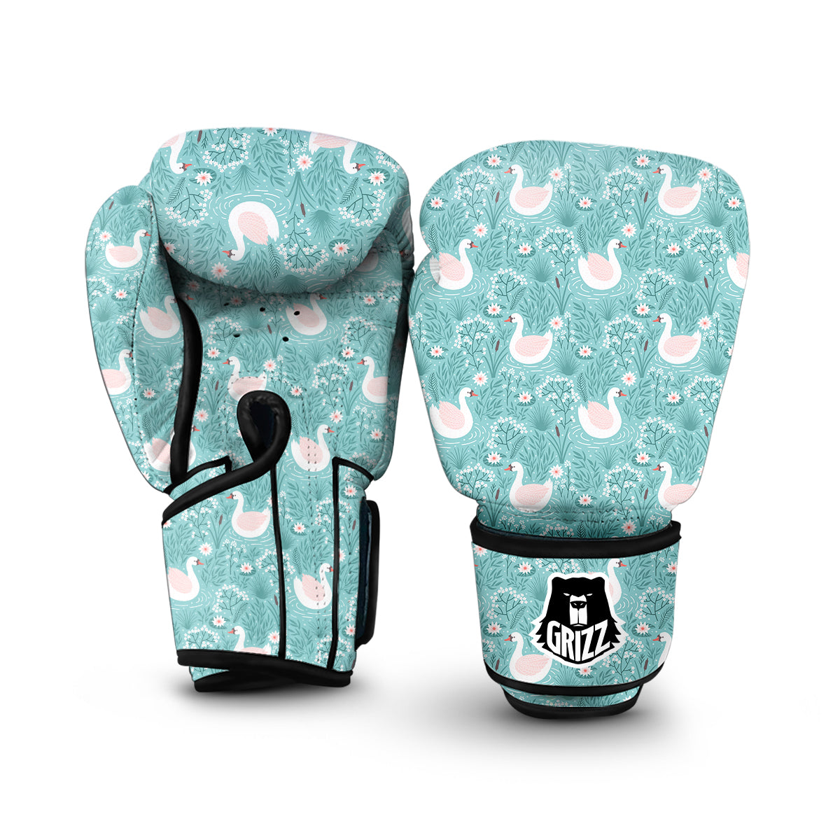 Pattern Print Floral Swan Boxing Gloves-grizzshop