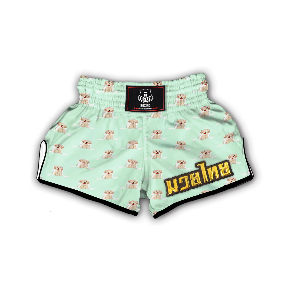 Pattern Print Golden Retriever Muay Thai Boxing Shorts-grizzshop