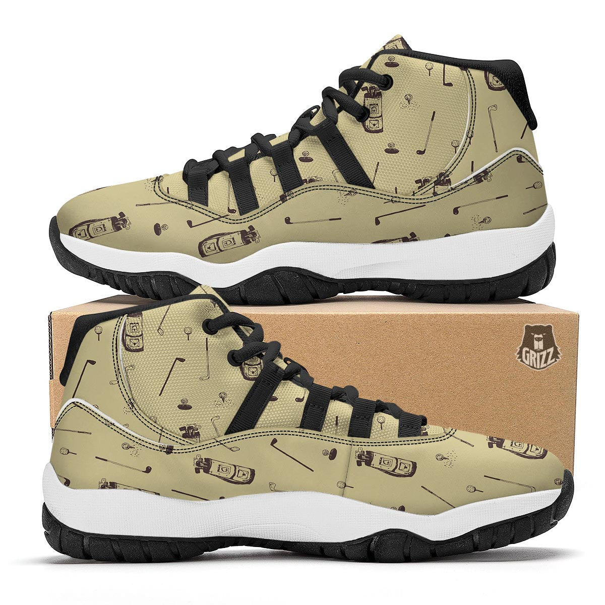 Pattern Print Golf Black Bball Shoes-grizzshop