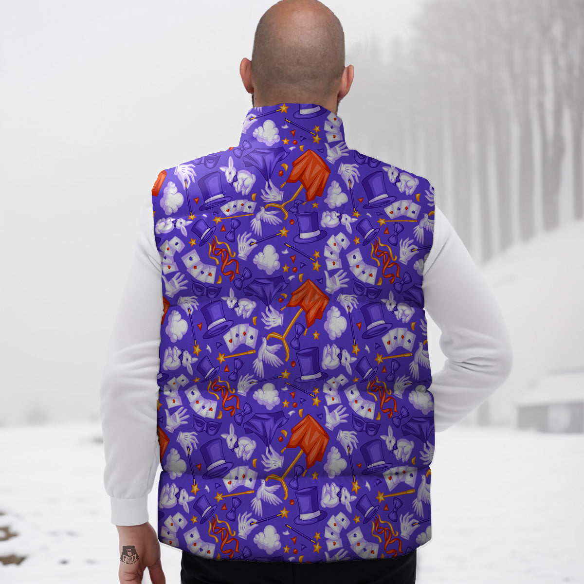 Pattern Print Graffiti Down Vest