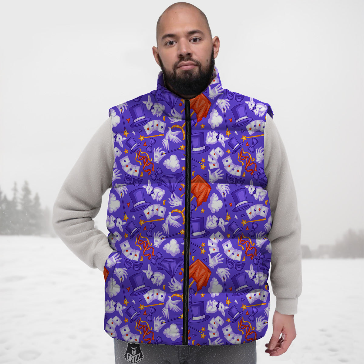 Pattern Print Graffiti Down Vest