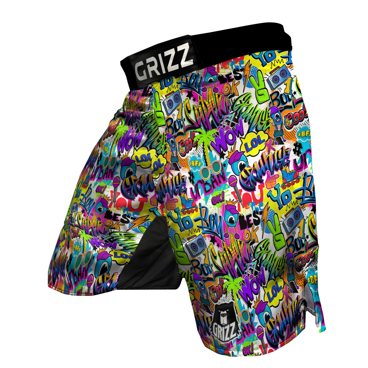 Pattern Print Graffiti MMA Shorts-grizzshop