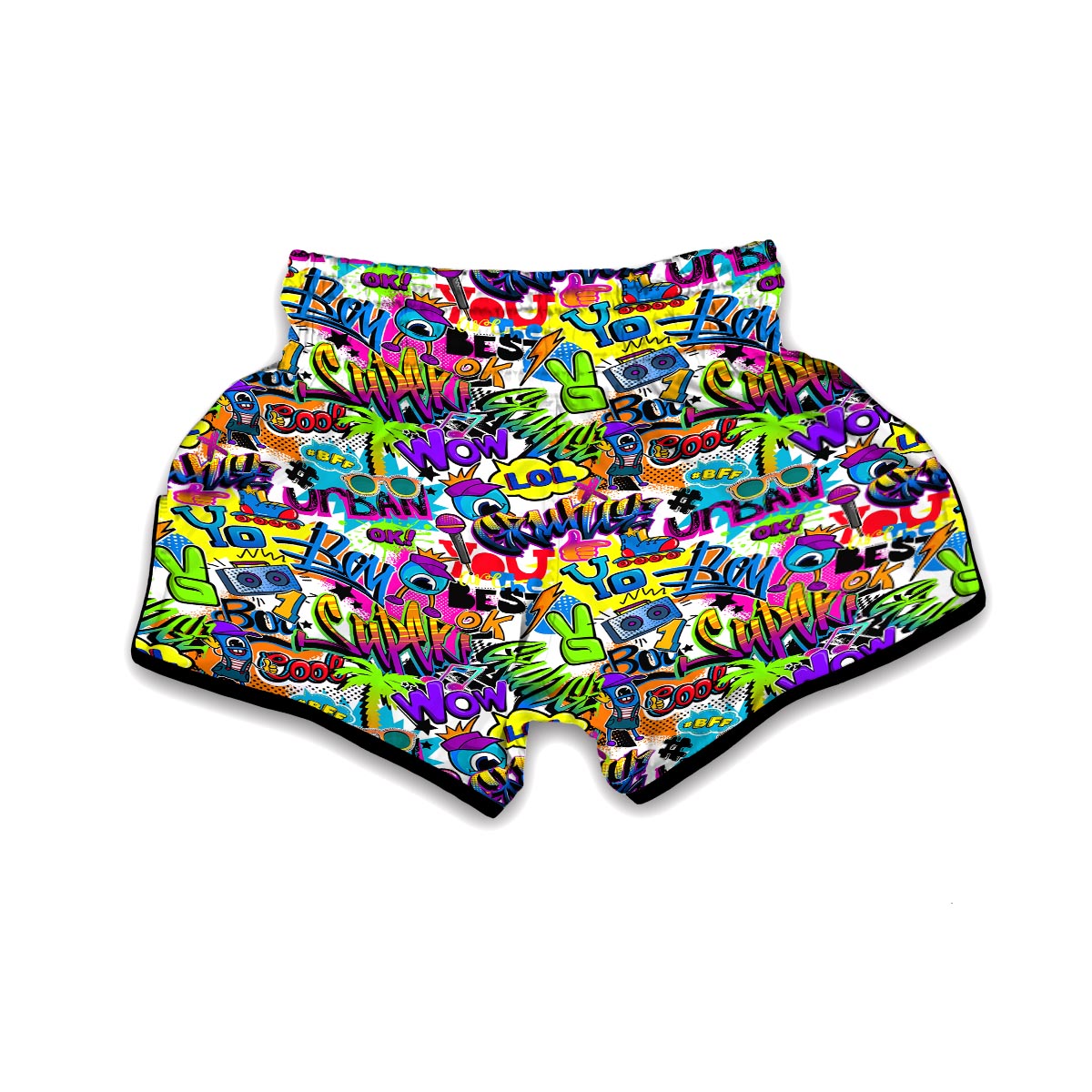 Pattern Print Graffiti Muay Thai Boxing Shorts-grizzshop