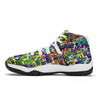 Pattern Print Graffiti White Bball Shoes-grizzshop