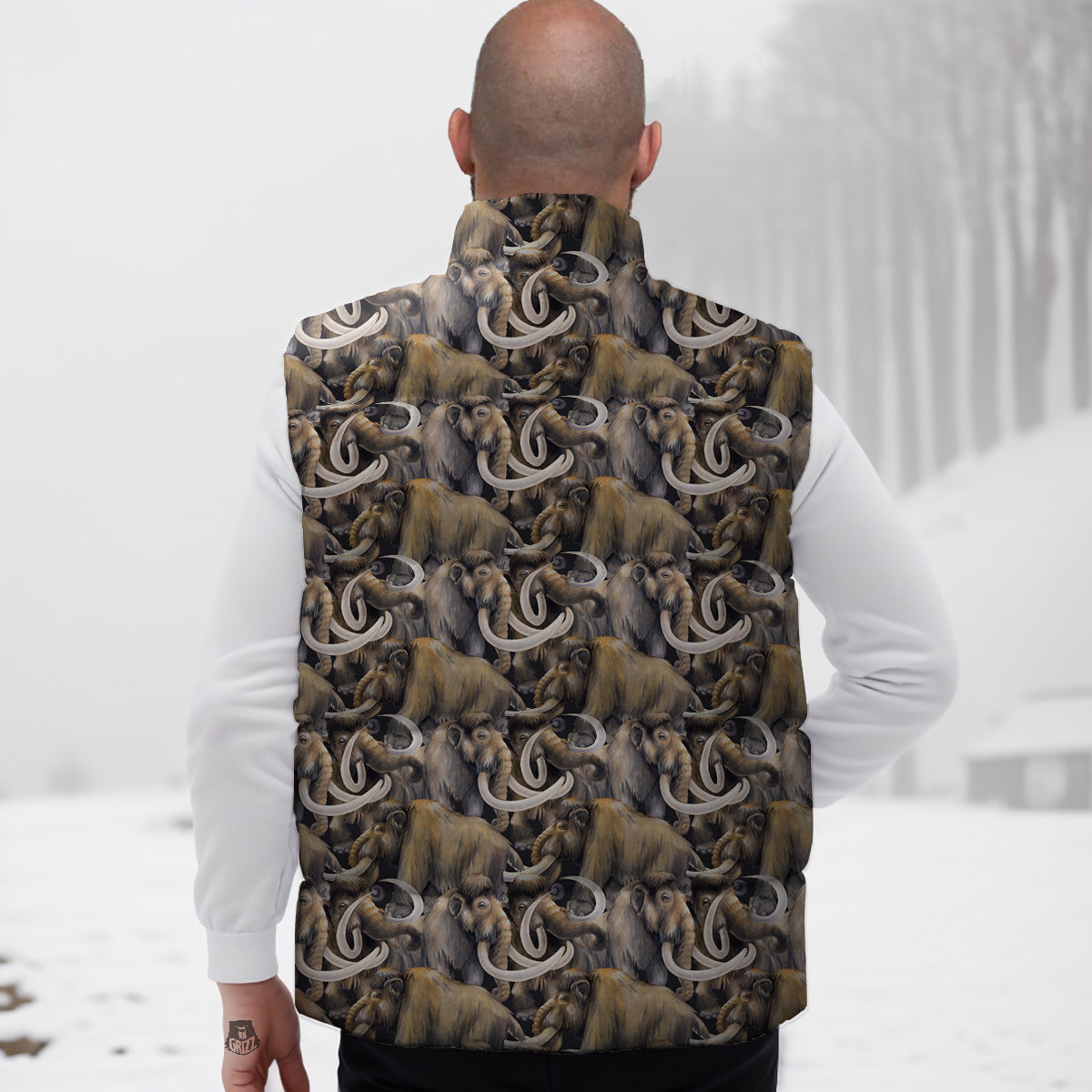 Pattern Print Great Dane Down Vest-grizzshop