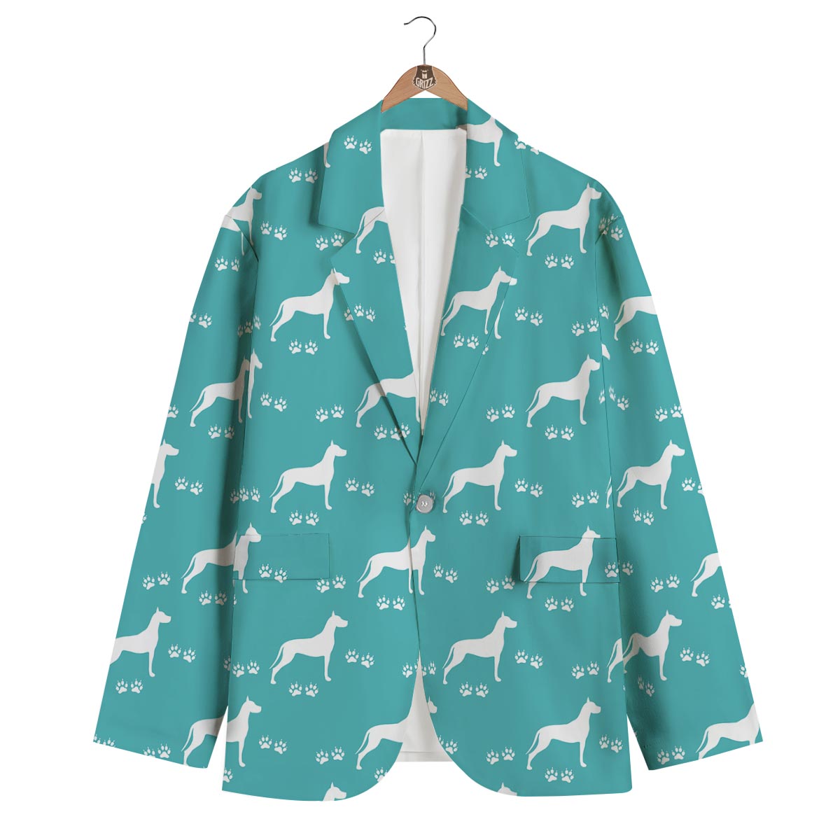 Pattern Print Great Dane Men's Blazer-grizzshop