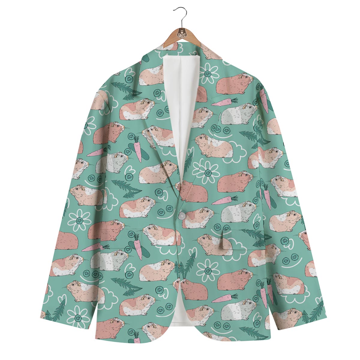 Pattern Print Guinea Pig Men's Blazer-grizzshop