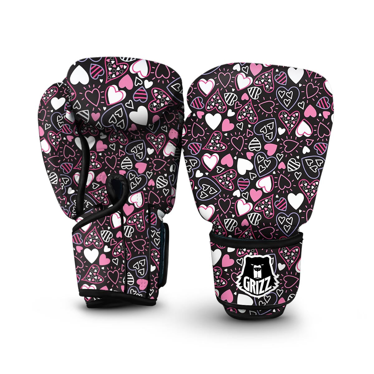 Pattern Print Heart Boxing Gloves-grizzshop
