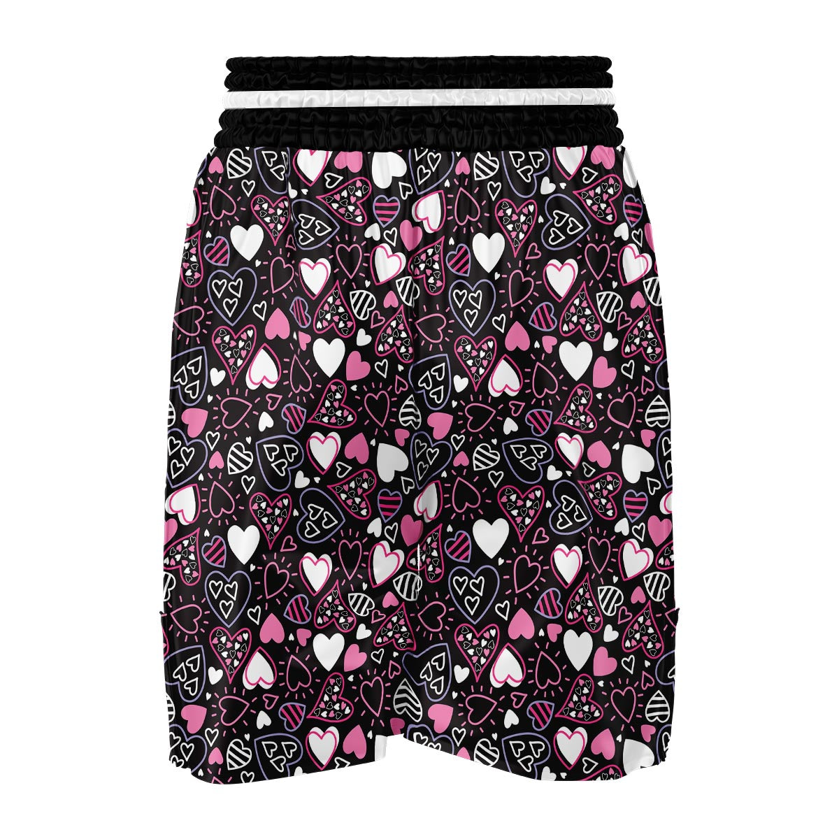 Pattern Print Heart Boxing Shorts-grizzshop