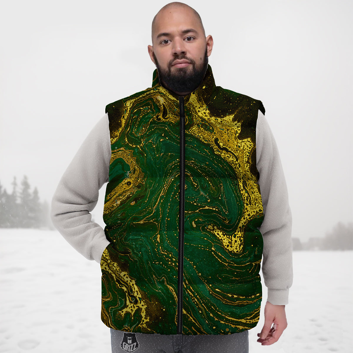 Pattern Print Heart Down Vest