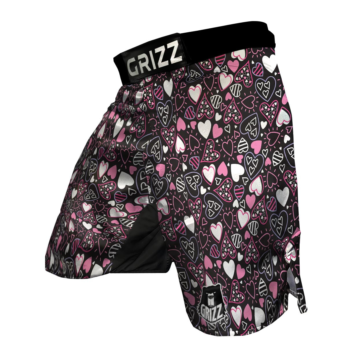 Pattern Print Heart MMA Shorts-grizzshop