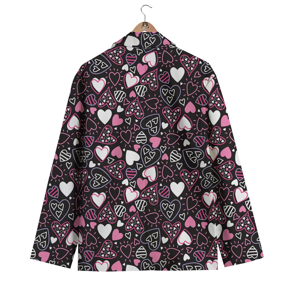 Pattern Print Heart Men's Blazer-grizzshop