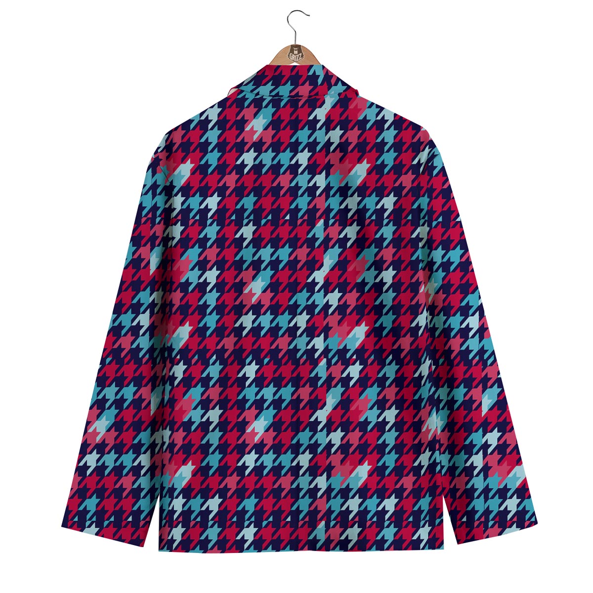 Pattern Print Houndstooth Men's Blazer-grizzshop