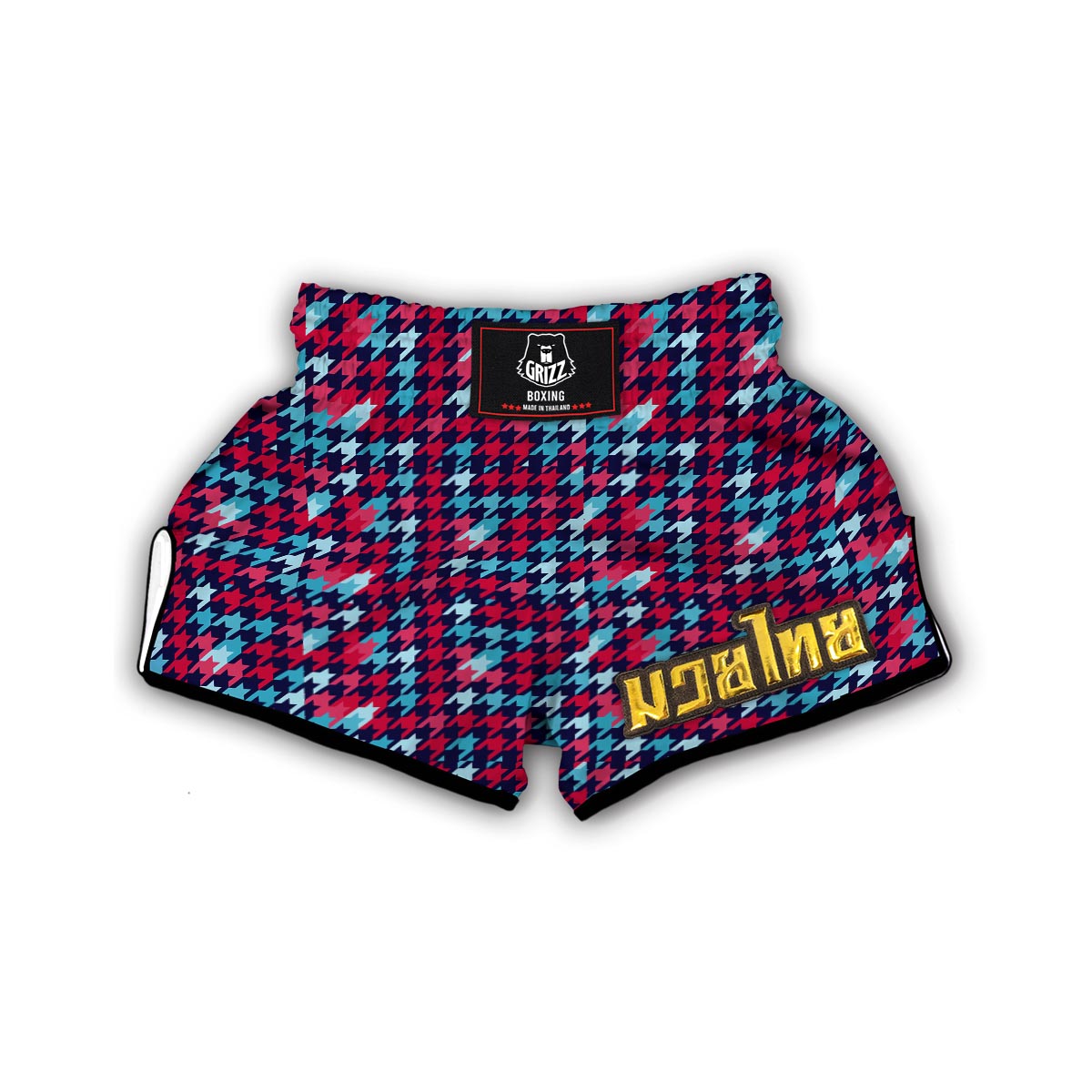 Pattern Print Houndstooth Muay Thai Boxing Shorts-grizzshop