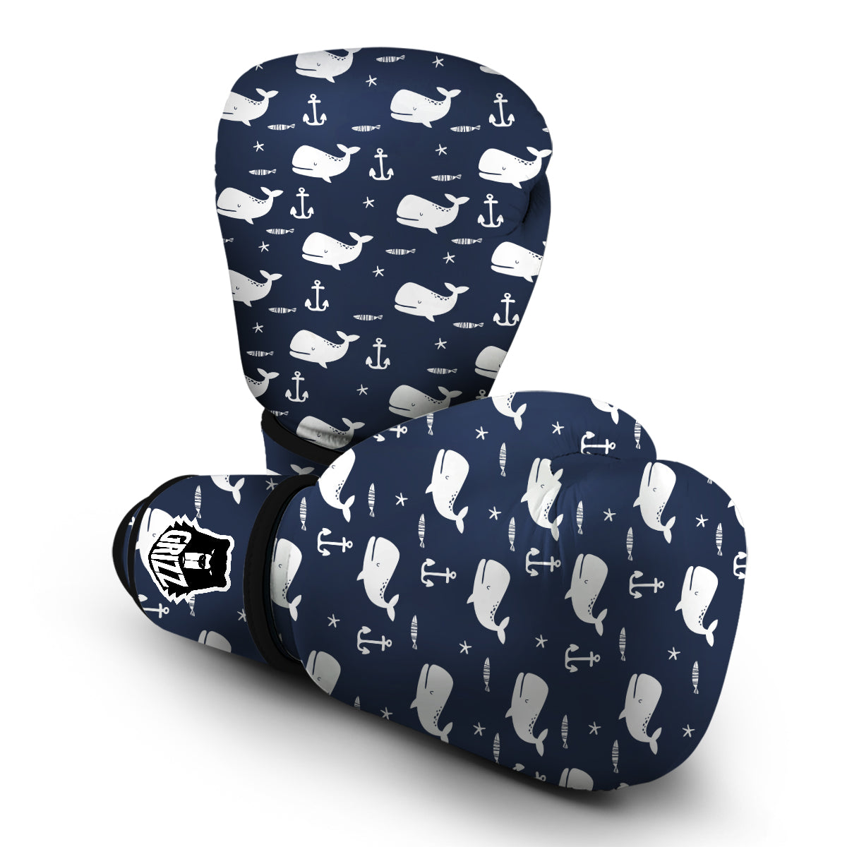 Pattern Print Humpback Whale Boxing Gloves-grizzshop