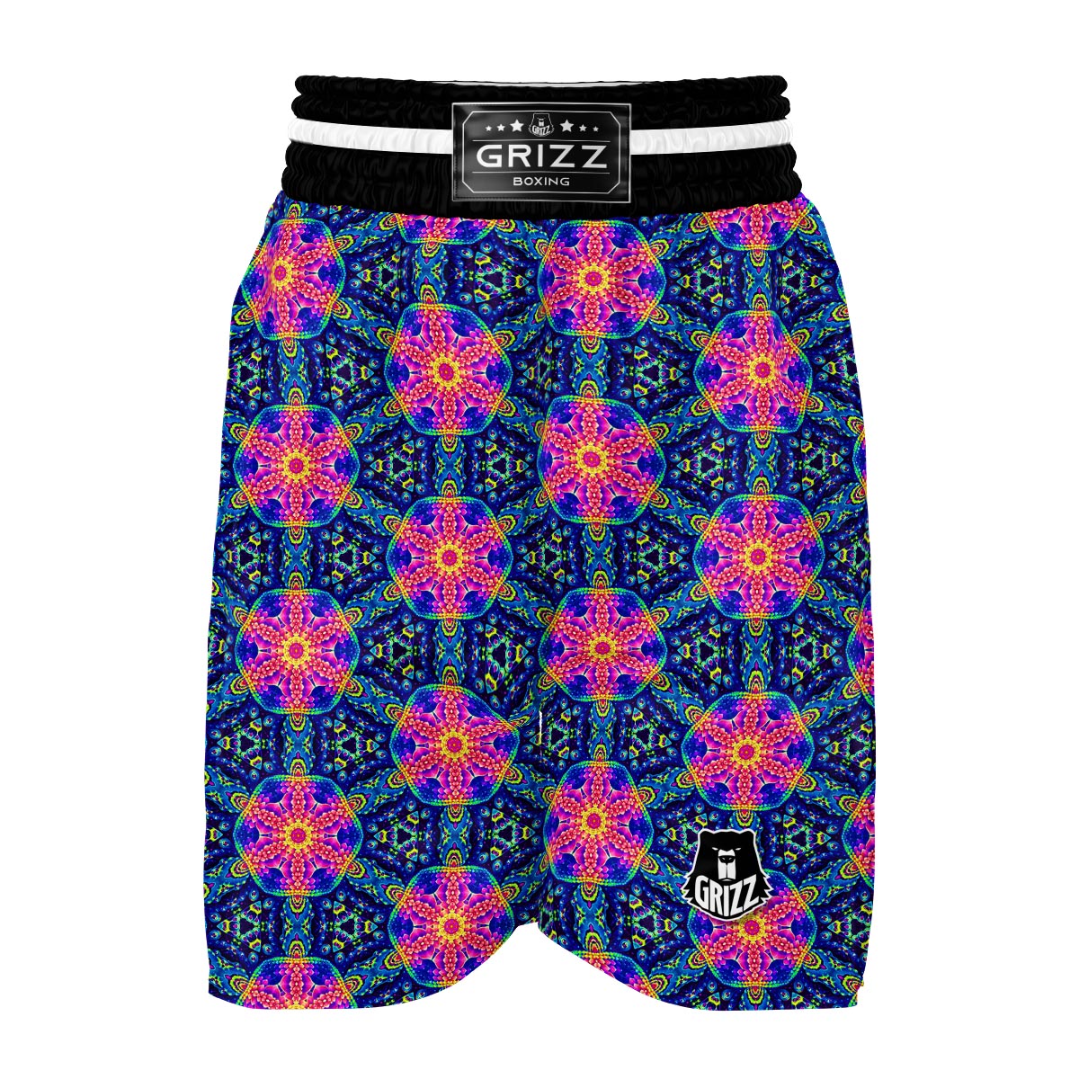 Pattern Print Kaleidoscope Boxing Shorts-grizzshop