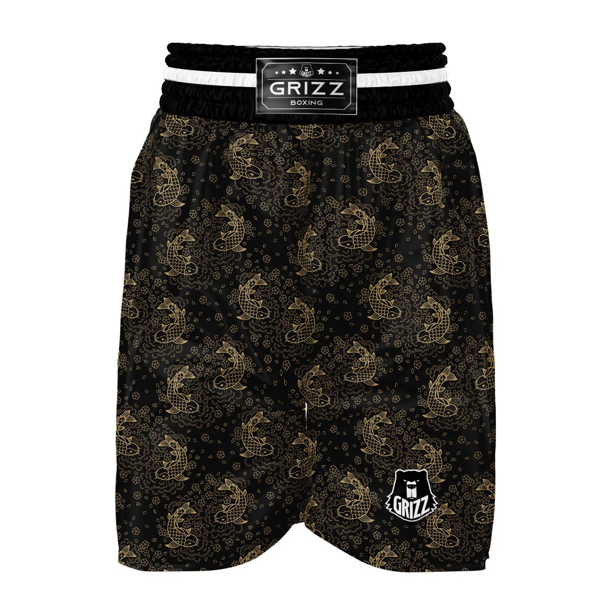 Pattern Print Koi Fish Boxing Shorts-grizzshop