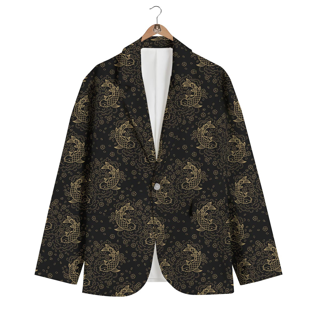 Pattern Print Koi Fish Men's Blazer-grizzshop