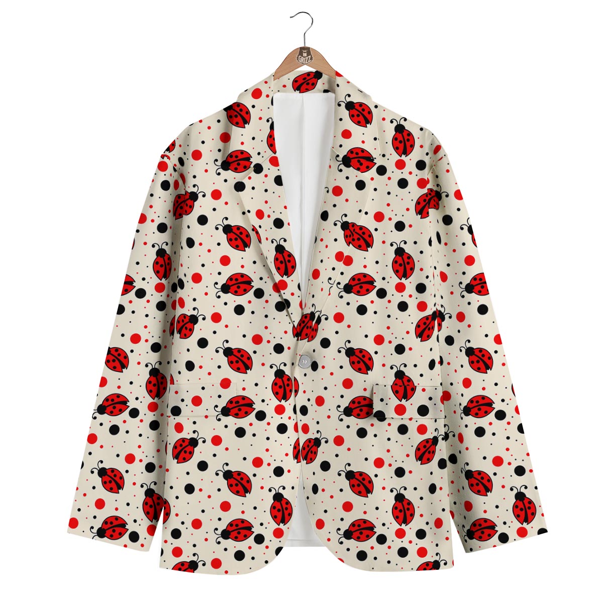 Pattern Print Ladybug Men's Blazer-grizzshop