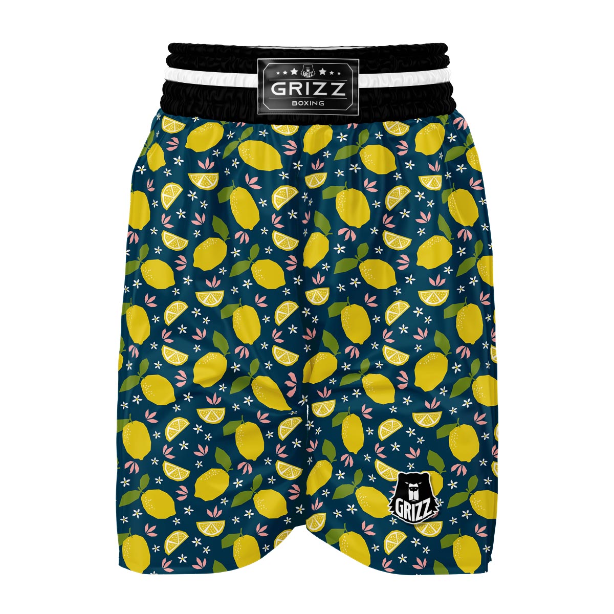 Pattern Print Lemon Boxing Shorts-grizzshop
