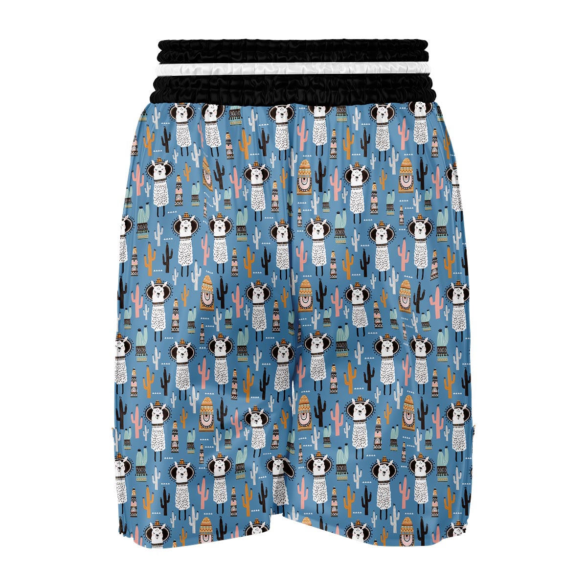 Pattern Print Llama Cactus Boxing Shorts-grizzshop