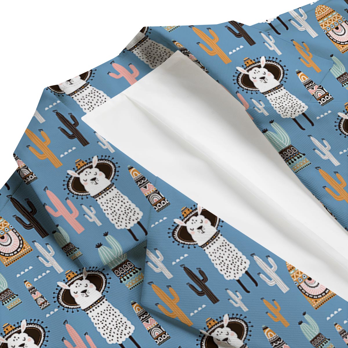 Pattern Print Llama Cactus Men's Blazer-grizzshop