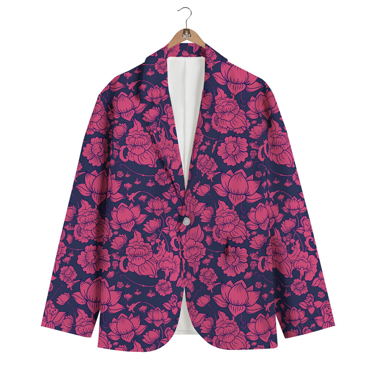 Pattern Print Lotus Men's Blazer-grizzshop