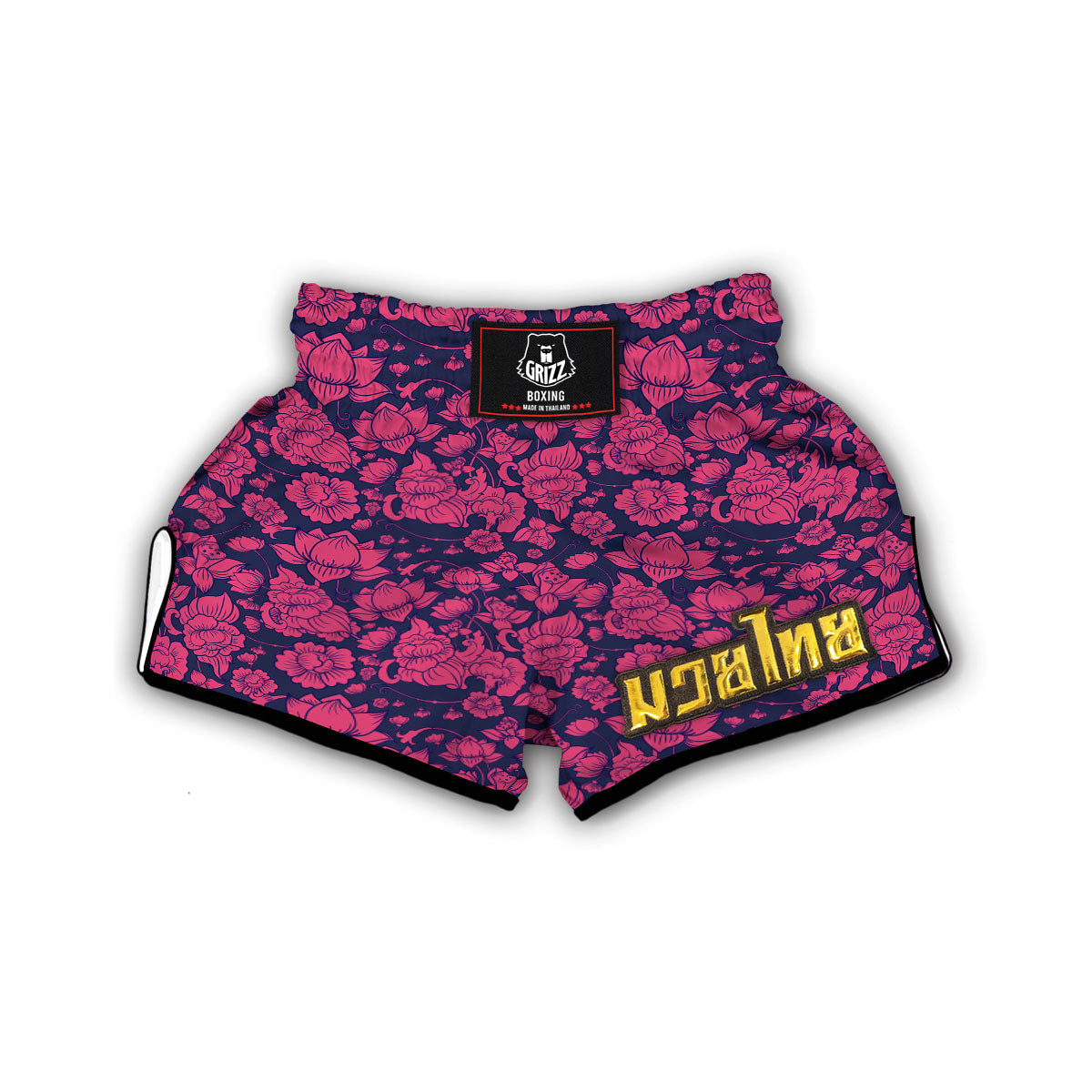 Pattern Print Lotus Muay Thai Boxing Shorts-grizzshop
