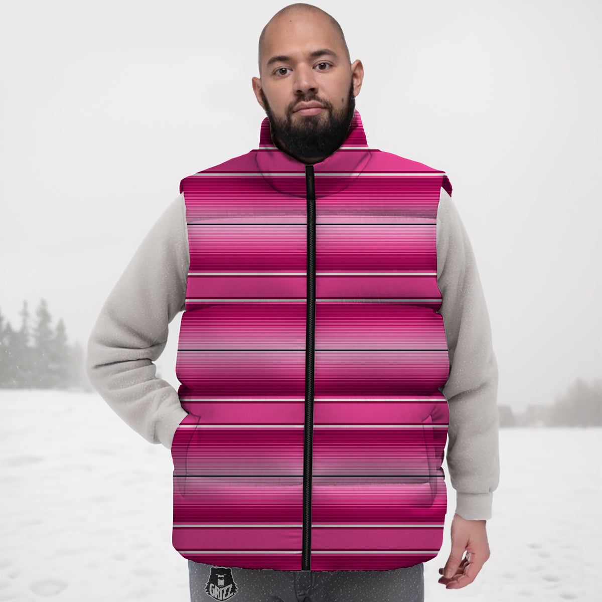 Pattern Print Math Down Vest-grizzshop