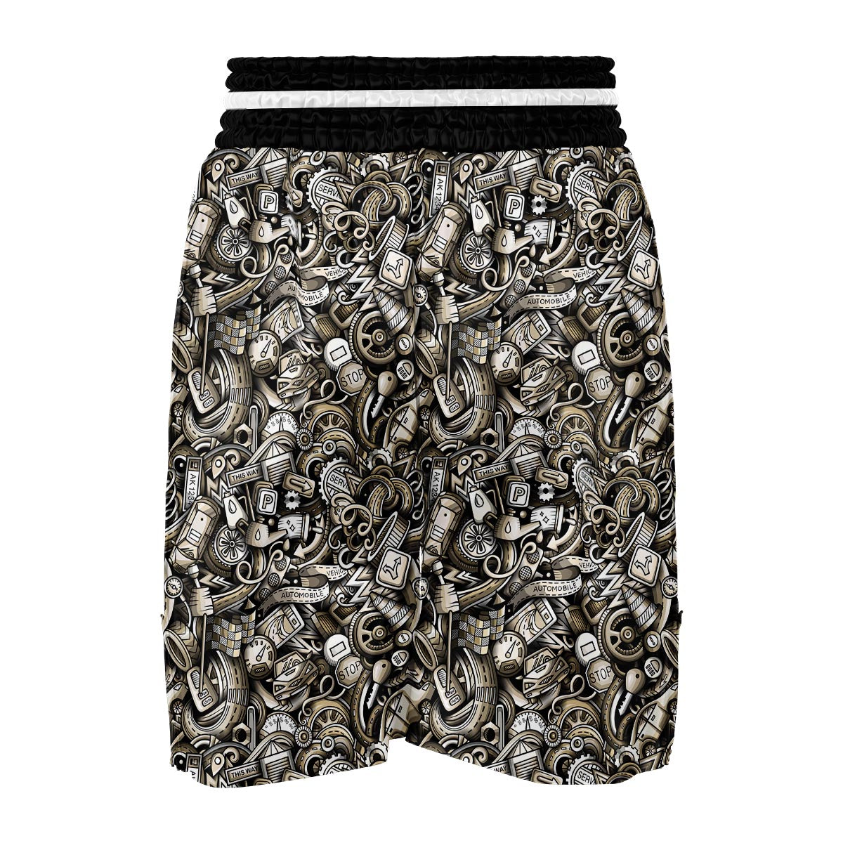 Pattern Print Mechanic Boxing Shorts-grizzshop