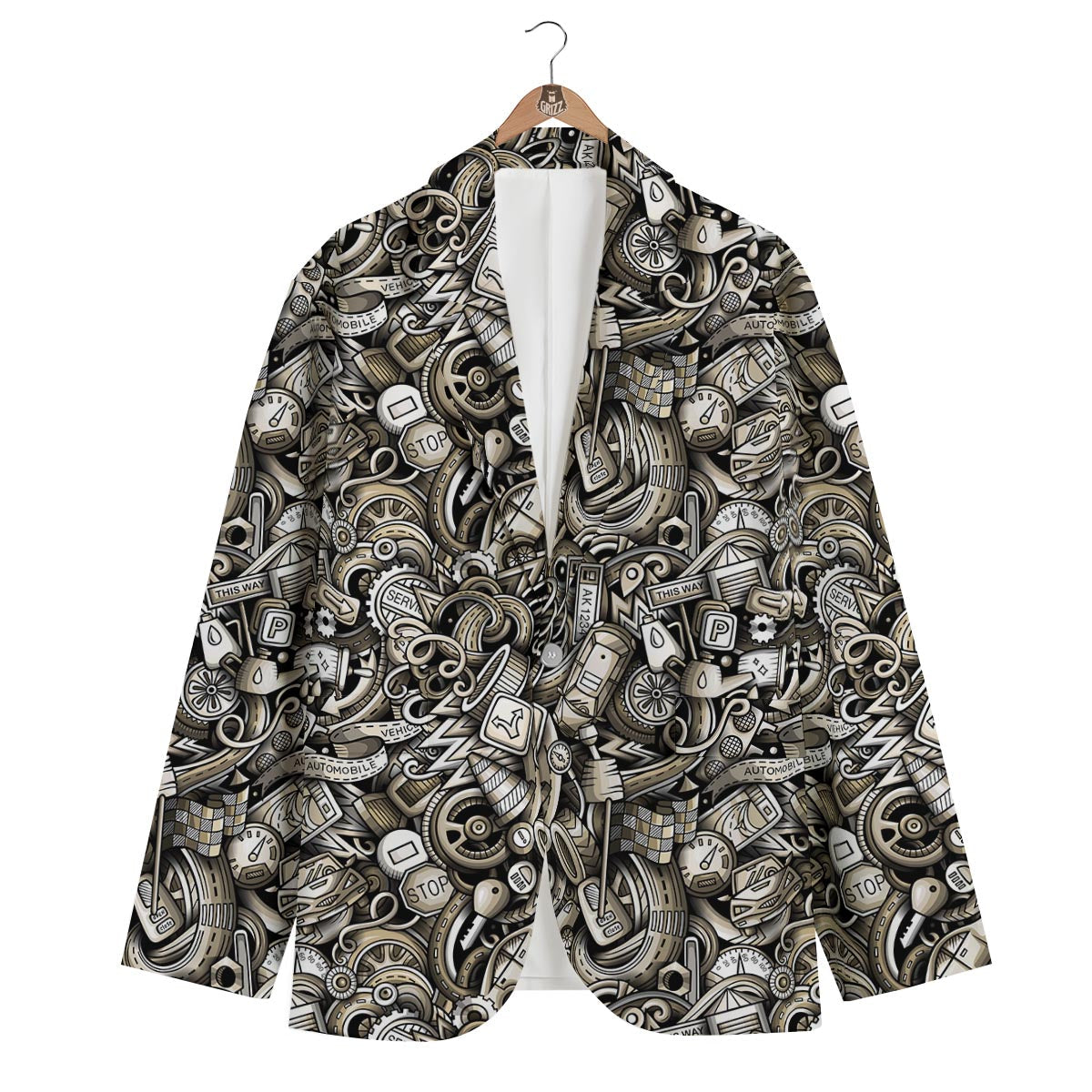 Pattern Print Mechanic Men's Blazer-grizzshop