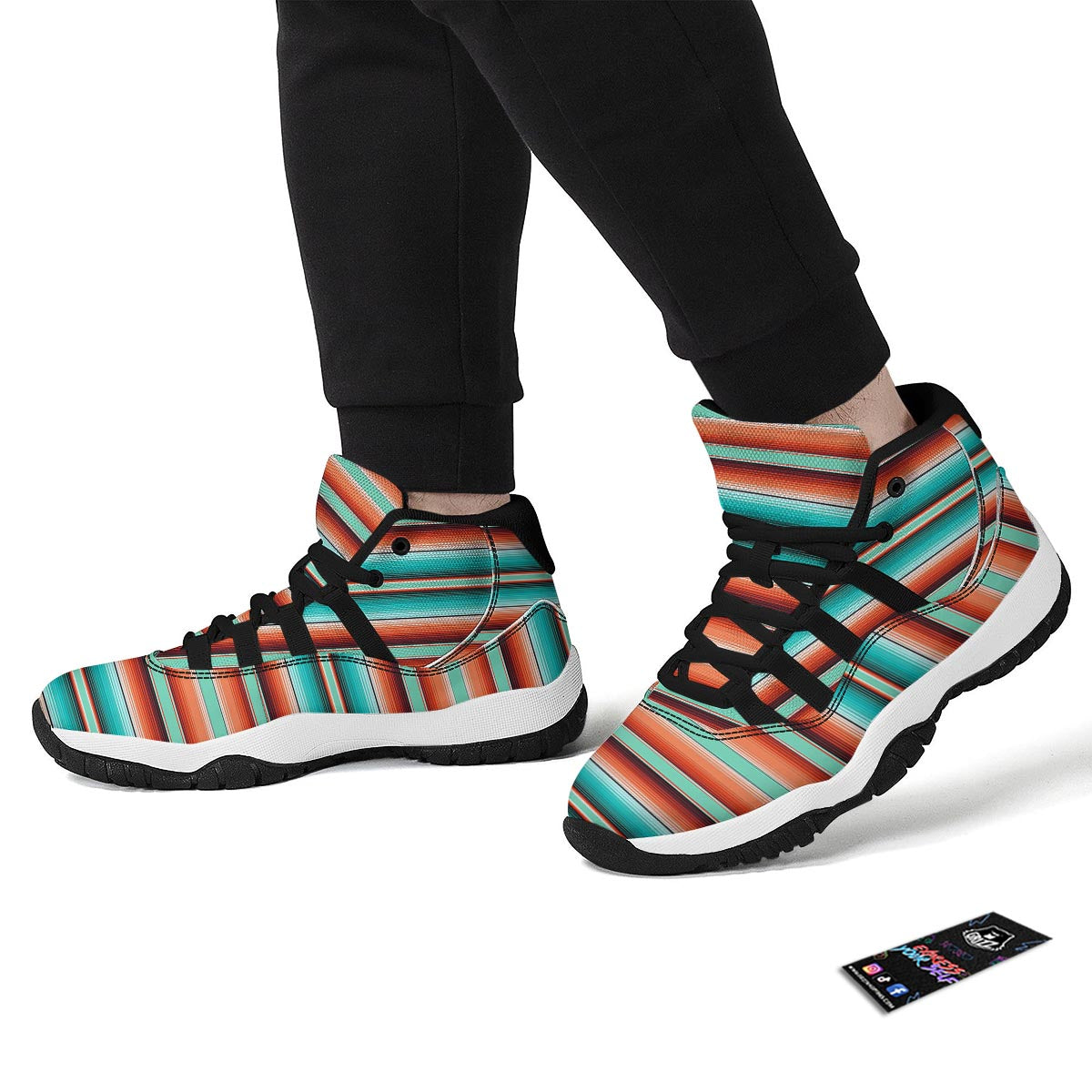 Pattern Print Mexican Blanket Baja Serape Black Bball Shoes-grizzshop