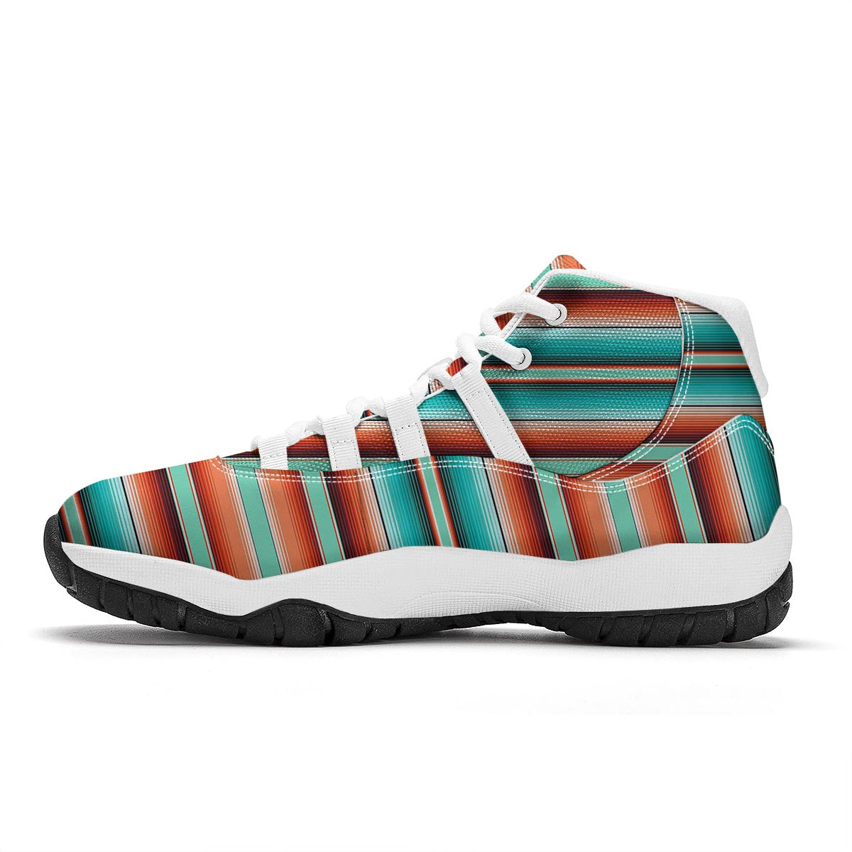 Pattern Print Mexican Blanket Baja Serape White Bball Shoes-grizzshop