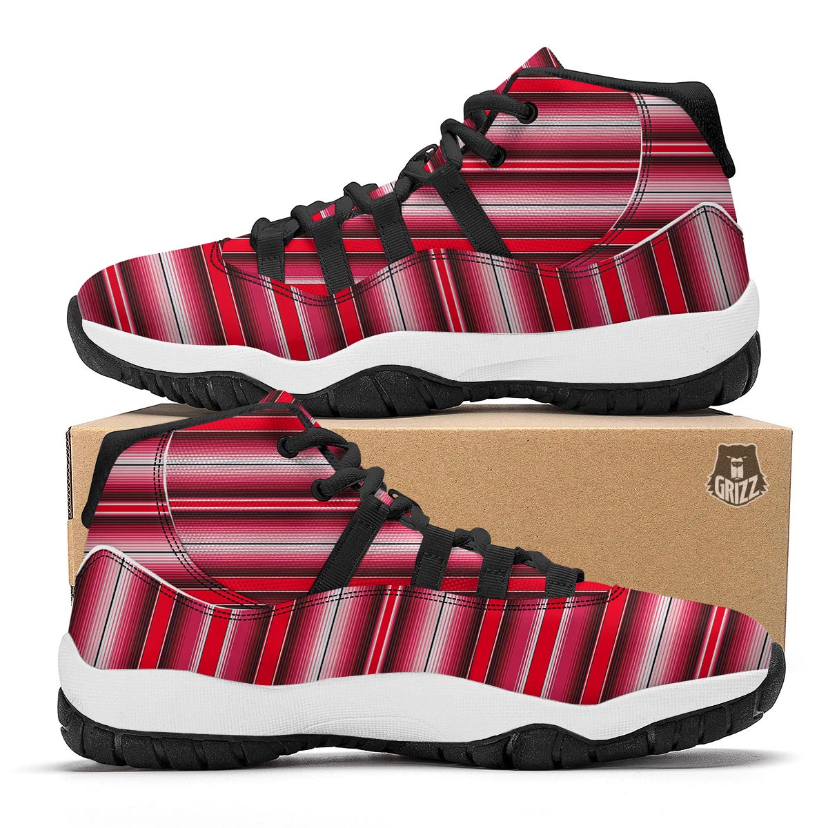 Pattern Print Mexican Serape Blanket Baja Black Bball Shoes-grizzshop