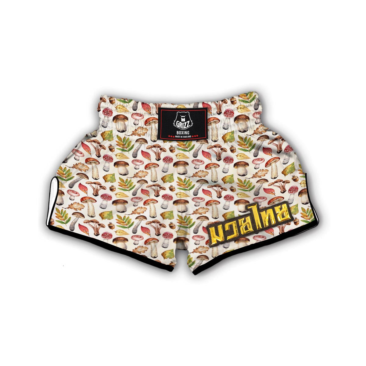 Pattern Print Mushroom Muay Thai Boxing Shorts-grizzshop