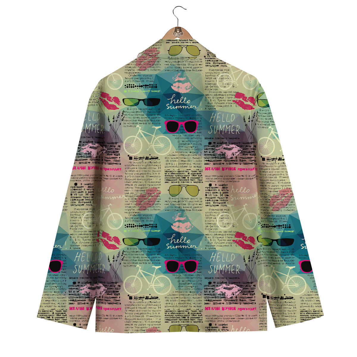 Pattern Print Newspaper Men's Blazer-grizzshop