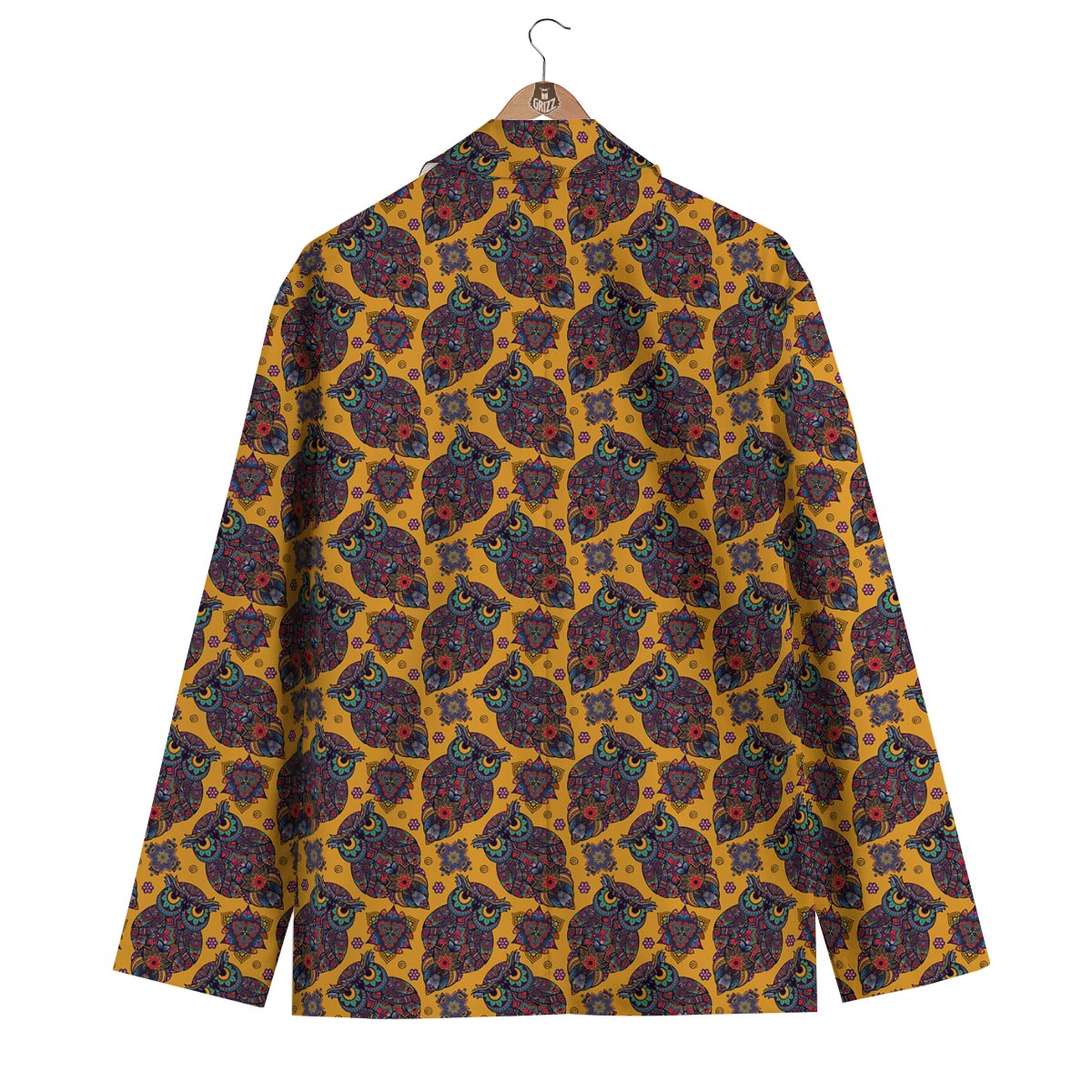 Pattern Print Owl Ornamental Men's Blazer-grizzshop