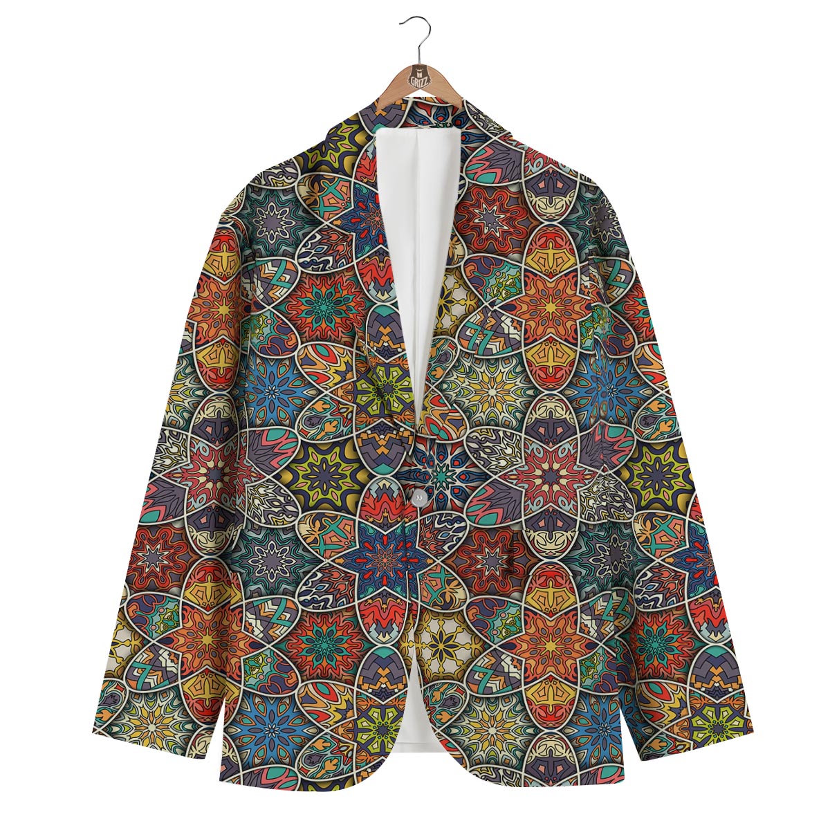 Pattern Print Patchwork Men's Blazer-grizzshop