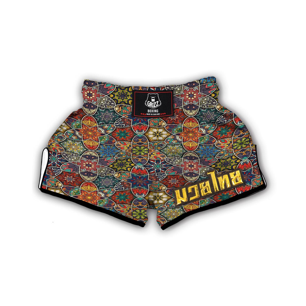 Pattern Print Patchwork Muay Thai Boxing Shorts-grizzshop
