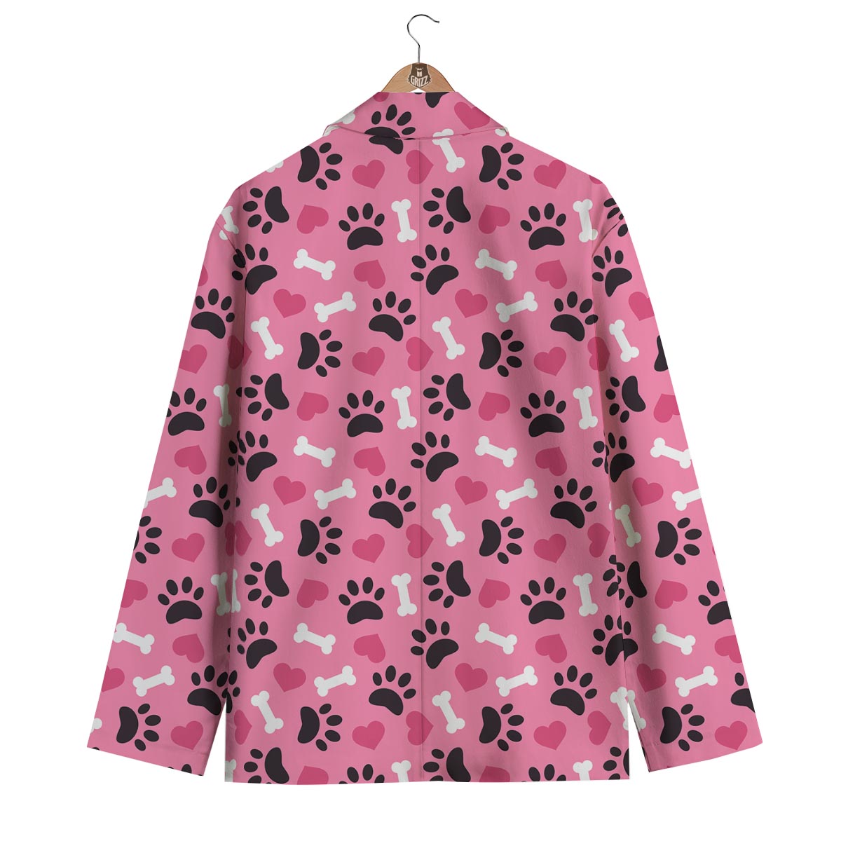 Pattern Print Paw Men's Blazer-grizzshop