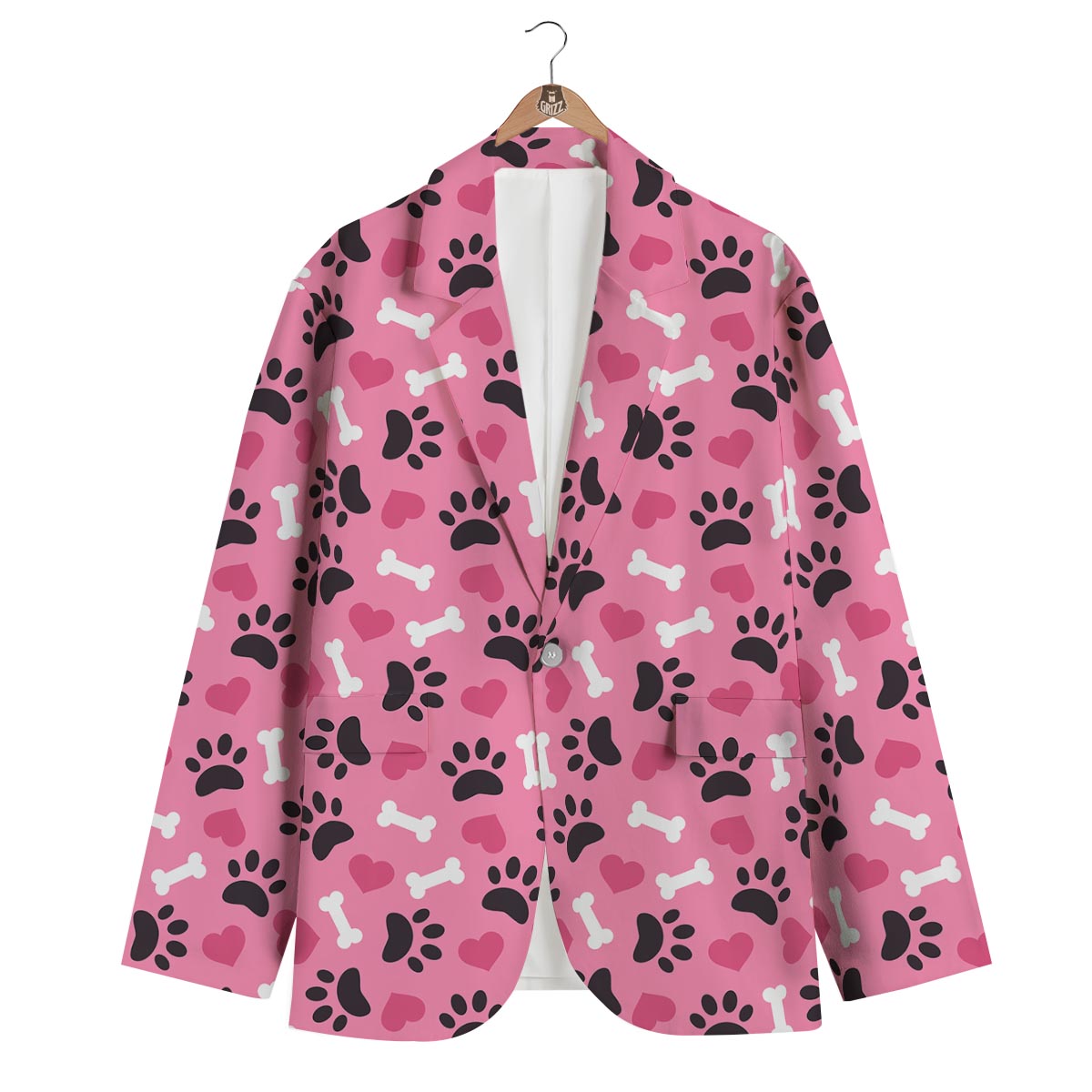 Pattern Print Paw Men's Blazer-grizzshop