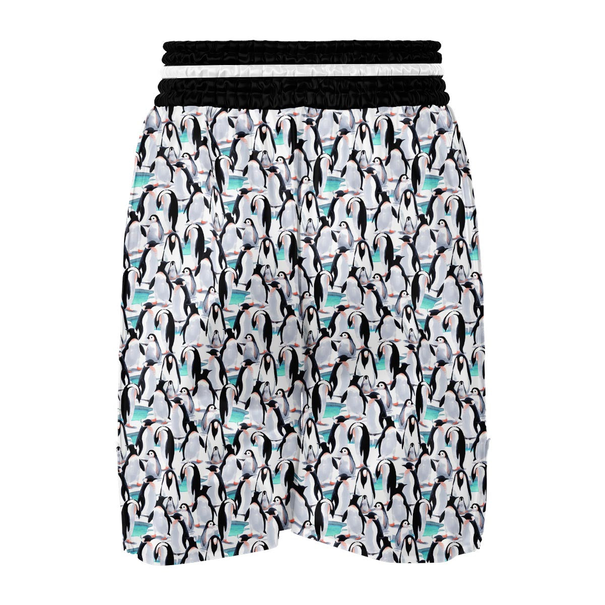 Pattern Print Penguin Boxing Shorts-grizzshop