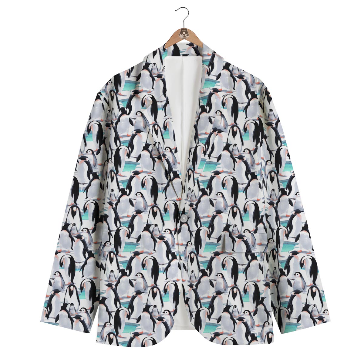 Pattern Print Penguin Men's Blazer-grizzshop